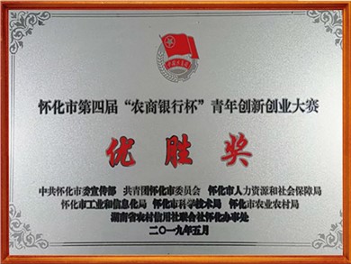 农商银行杯创业大赛优胜奖